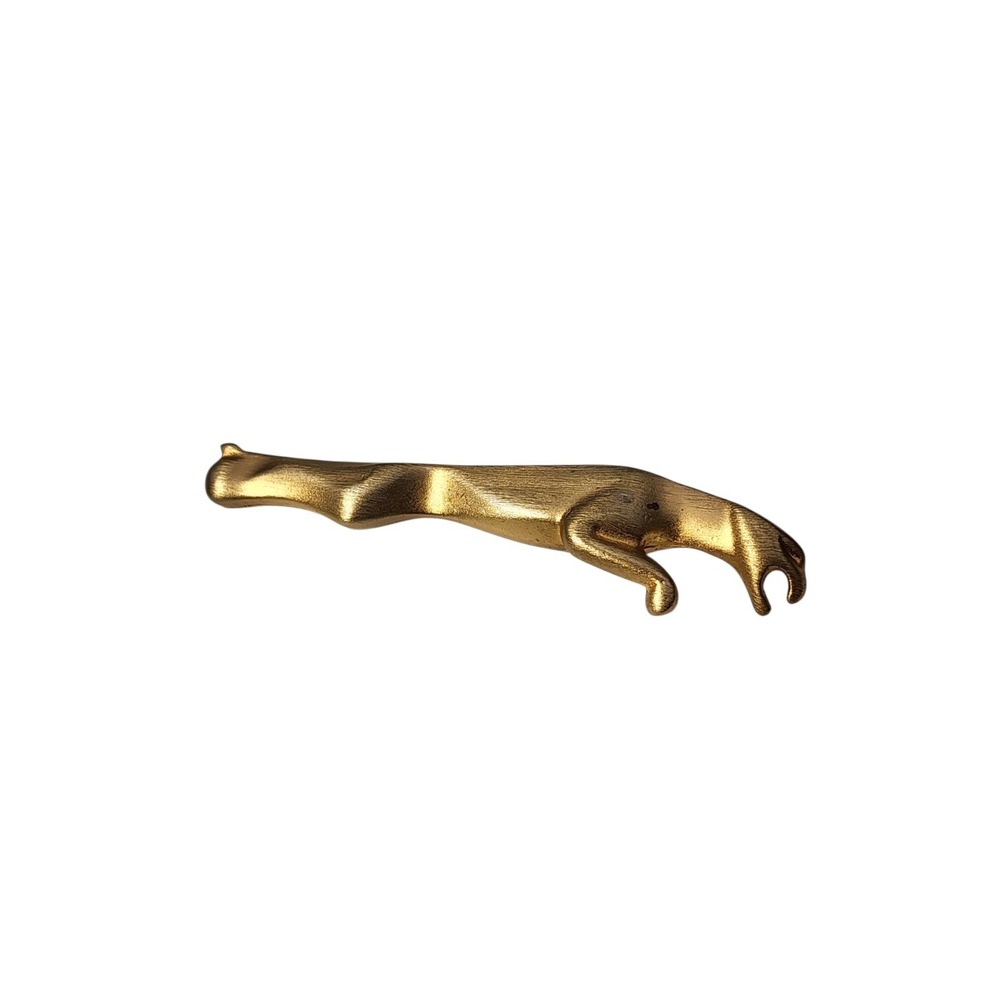 Vintage Gold Tone Shiny Leaping Puma Panther Jaguar Big Cat Brooch Pin